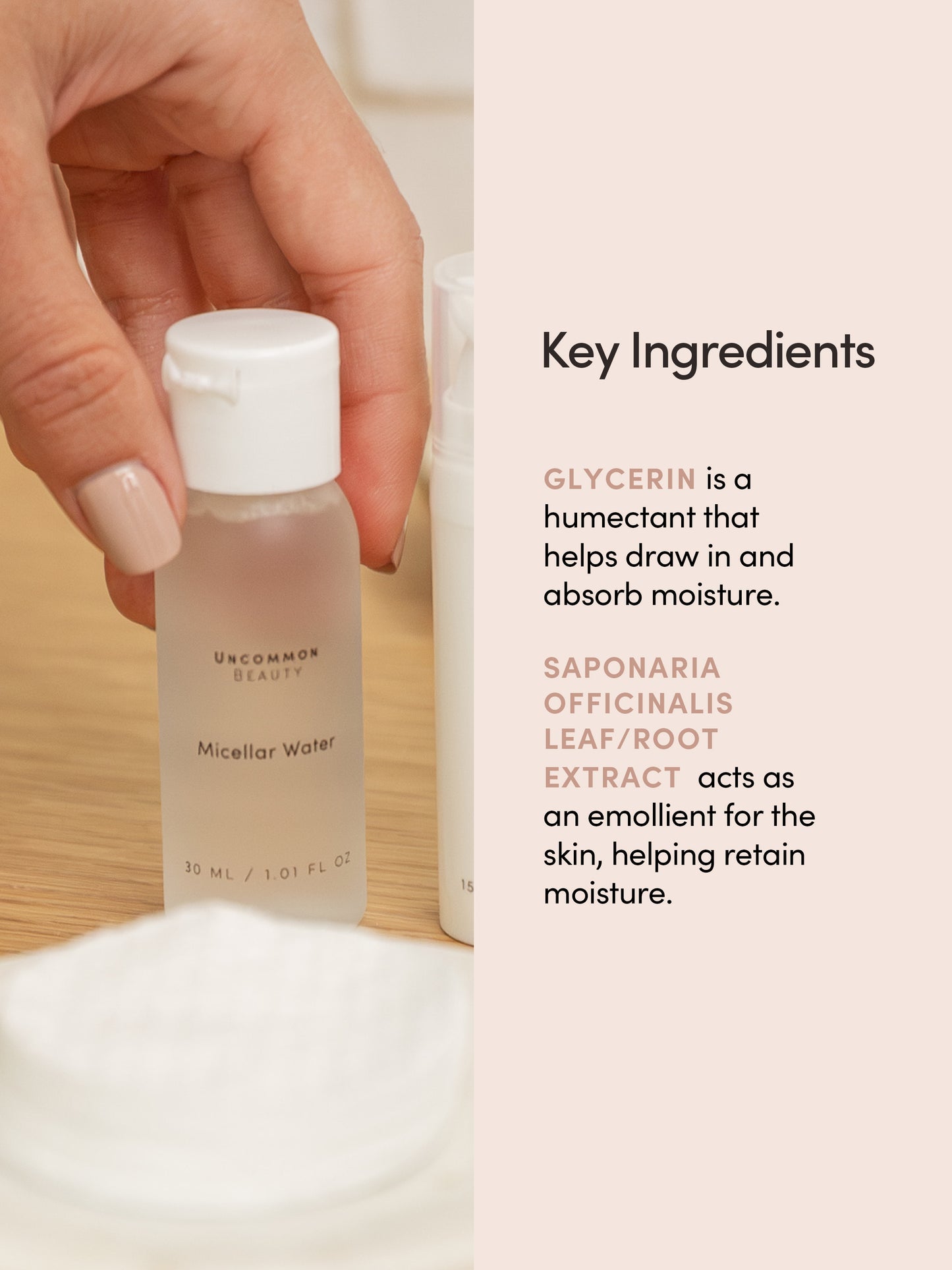 Micellar Water | Travel / 1.01 fl oz | Ingredient Image| Uncommon Beauty
