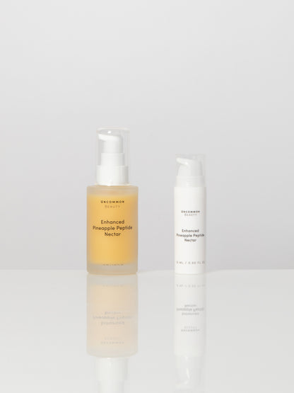 ["Enhanced Pineapple Peptide Nectar ", " Full Size / 1.35 fl oz Travel / .50 fl oz ", " Group Image ", " Uncommon Beauty"]