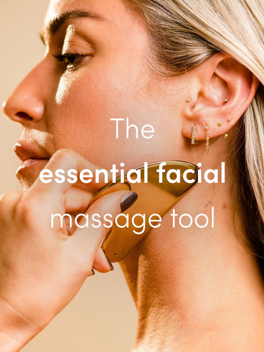 Stainless Steel Gua Sha | Model Image | Uncommon Beauty | The essential facial massage tool