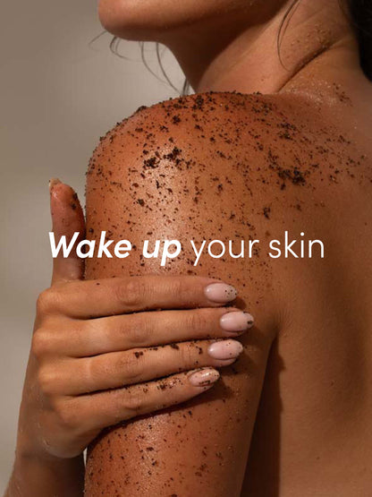 ["Coffee Scrub ", " 256 g // 9 oz ", " Product Detail Image ", " Uncommon Beauty ", " Wake Up Your Skin"]