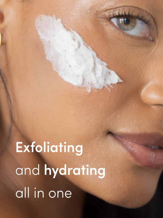 Microderm Instant Glow Exfoliator | 28.16 g / 1.129 oz | Model Image | Uncommon Beauty | Exfoliating and hydrating all in one