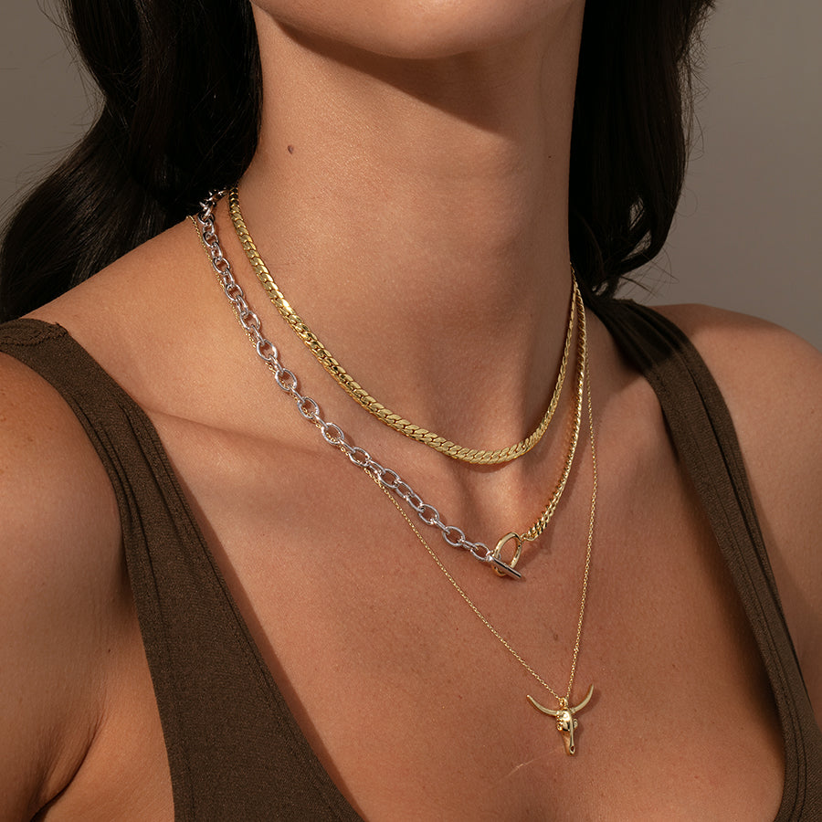 Layered up Necklace Set | Gold | Model Image | Uncommon James