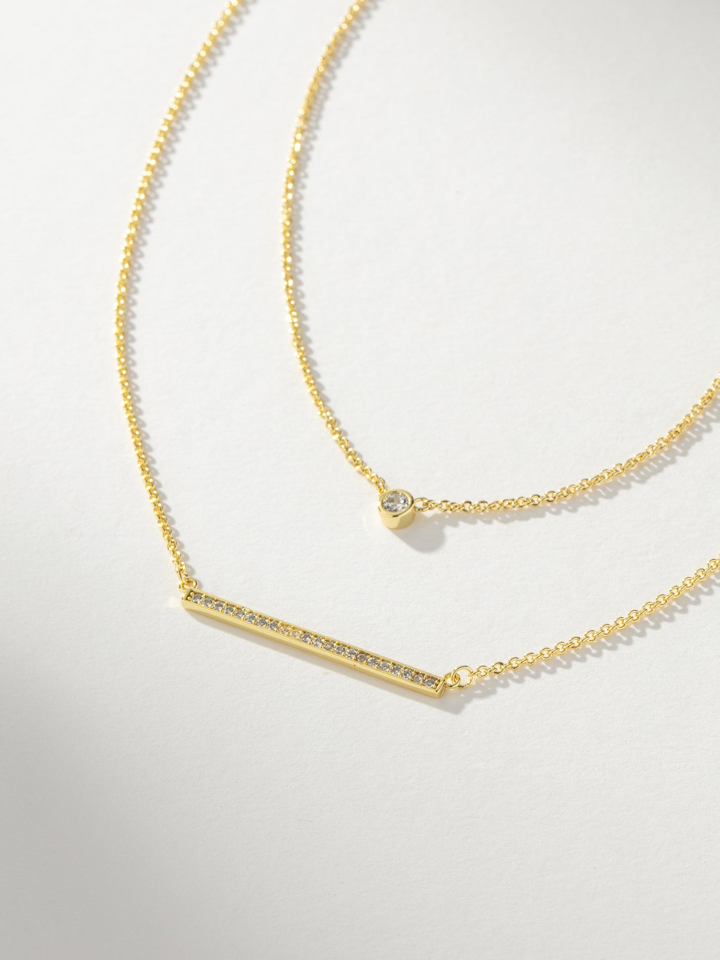 Simple Shine Pavé Necklace Stack | Gold | Product Image | Uncommon James