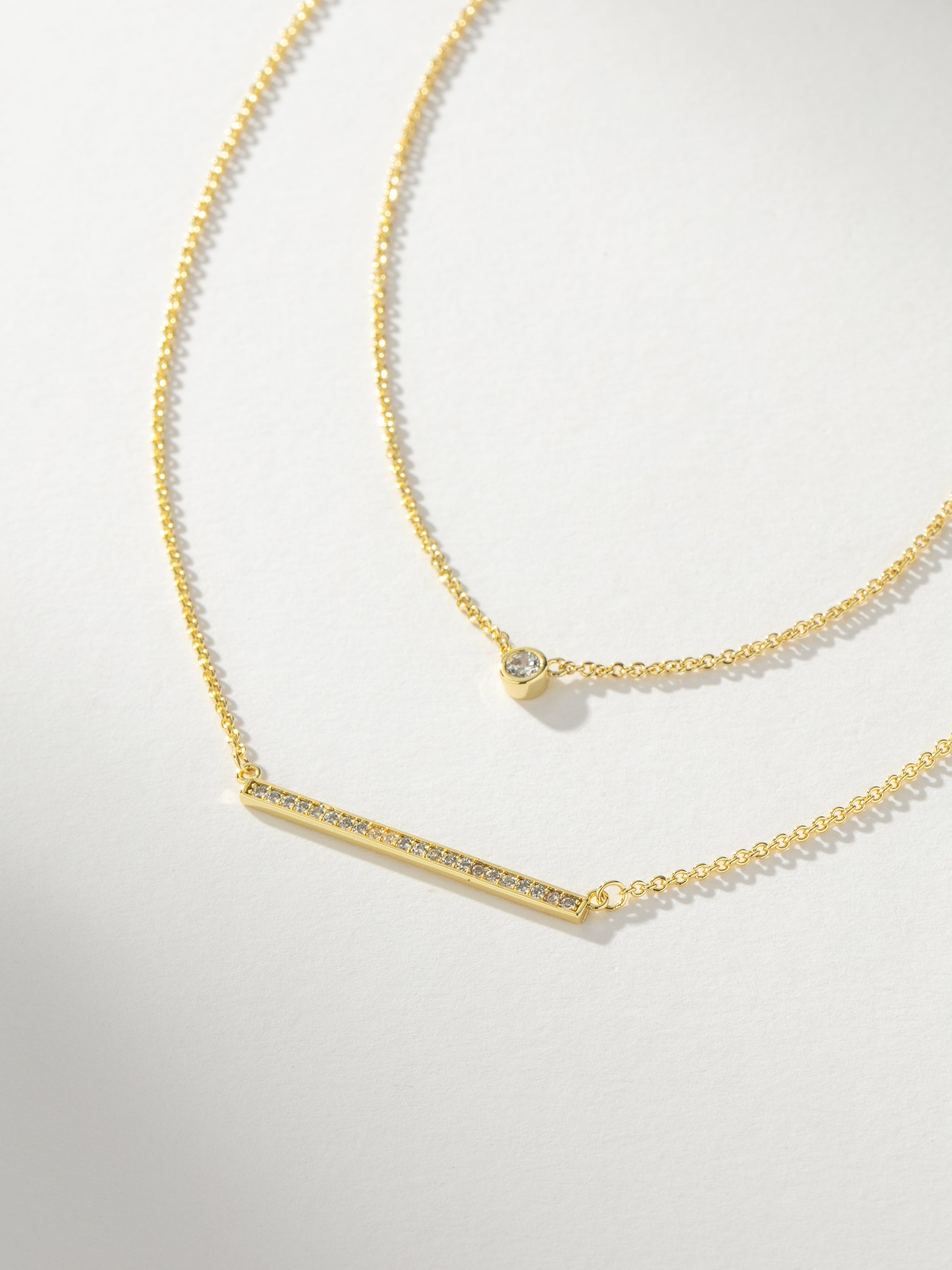 Simple Shine Pavé Necklace Stack | Gold | Product Image | Uncommon James