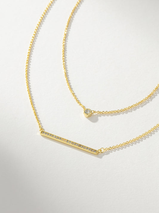 Simple Shine Pavé Necklace Stack | Gold | Campaign Image | Uncommon James