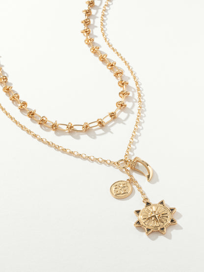 ["Sun Compass Chain Necklace Stack"]