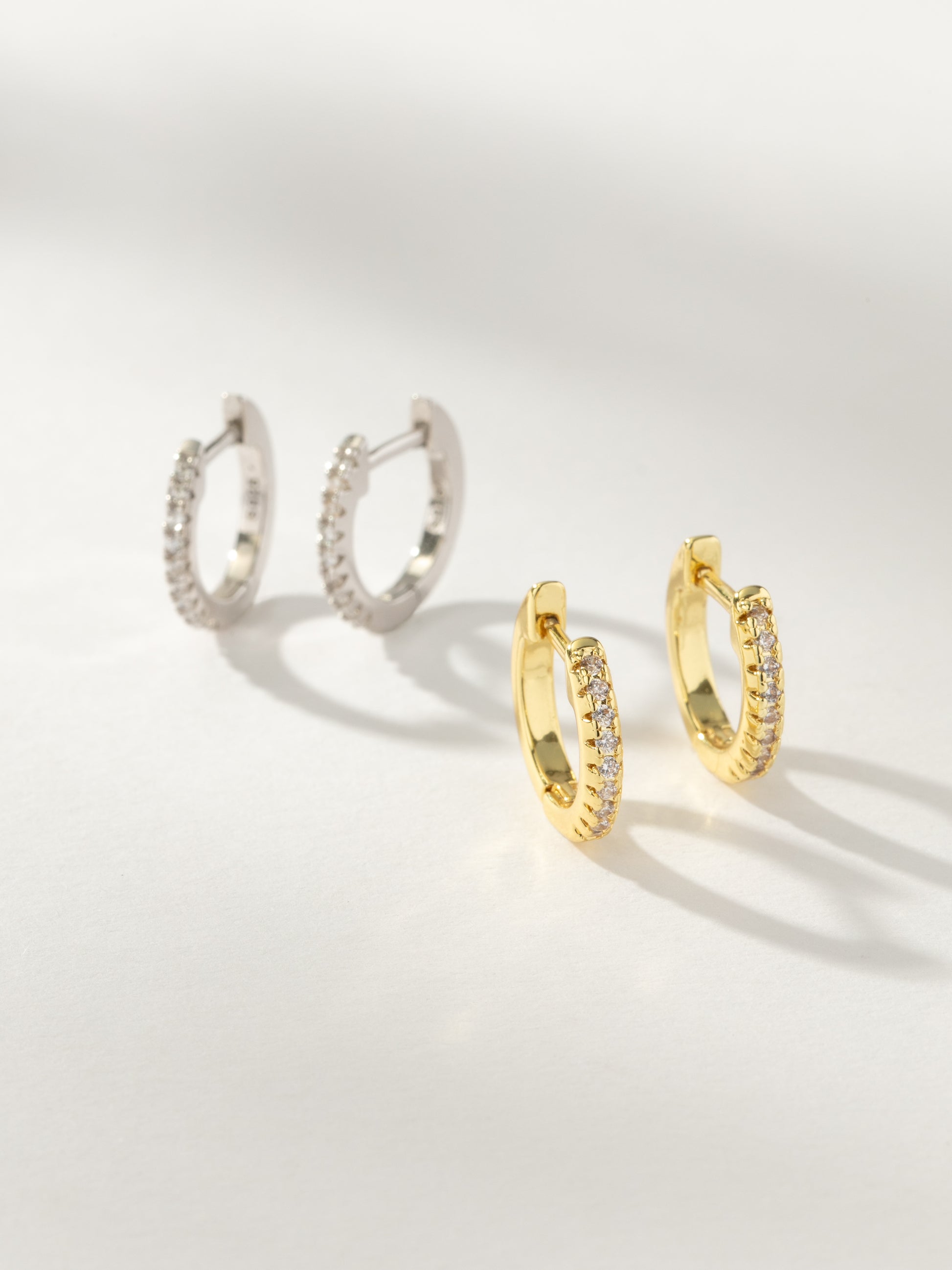 Gold Tiny Pavé Huggie Earrings Small Gold Hoops Uncommon James