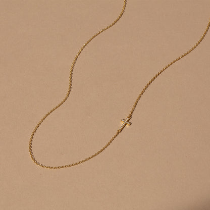 Side Cross Vermeil Necklace | Gold Vermeil | Product Image | Uncommon James