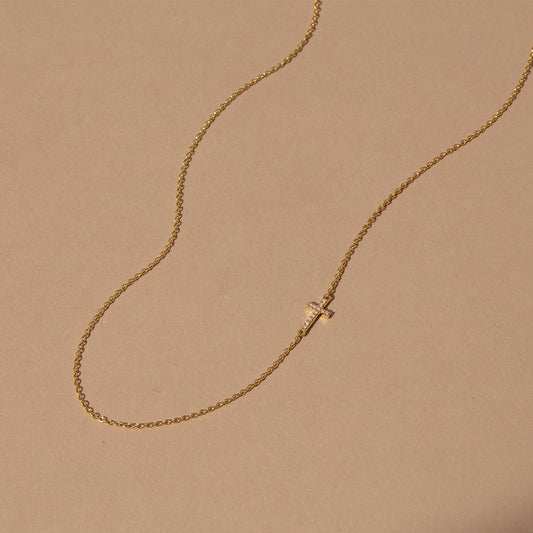 Side Cross Vermeil Necklace | Gold Vermeil | Product Image | Uncommon James