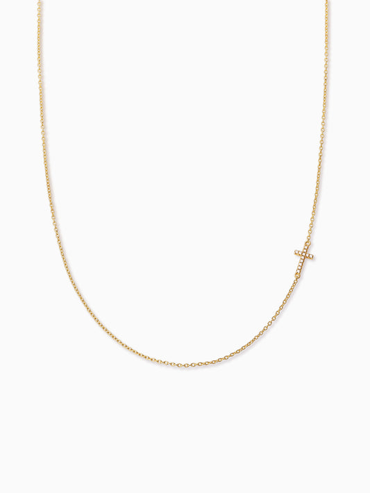 Side Cross Vermeil Necklace | Gold Vermeil | Product Detail Image | Uncommon James