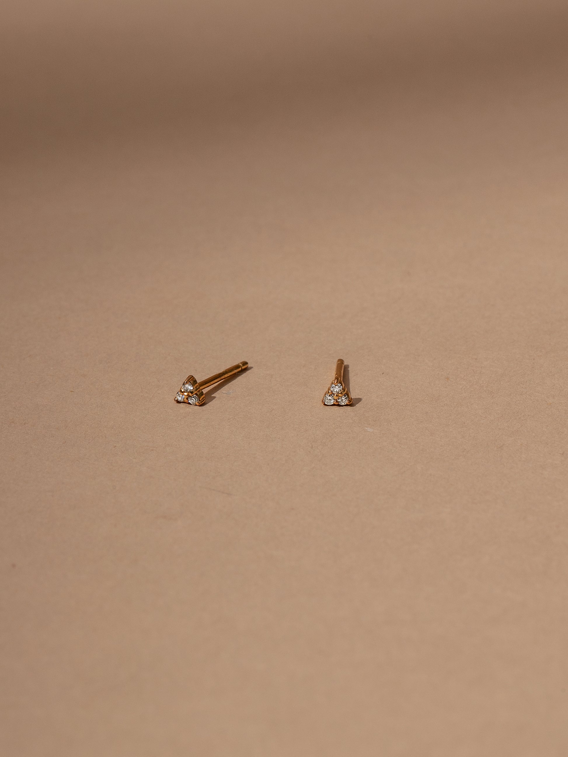 Vermeil Triangle Diamond Stud Earrings - Main Image