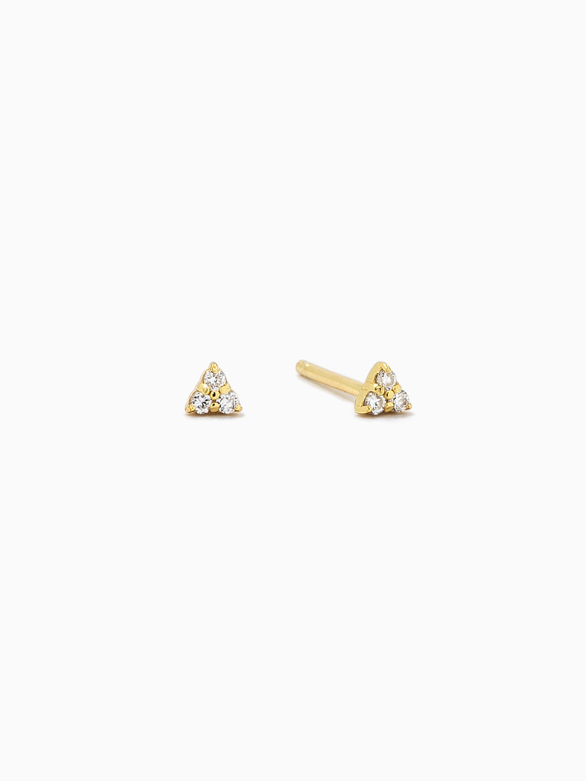 Triangle Diamond Vermeil Stud Earrings | Gold Vermeil | Product Detail Image | Uncommon James