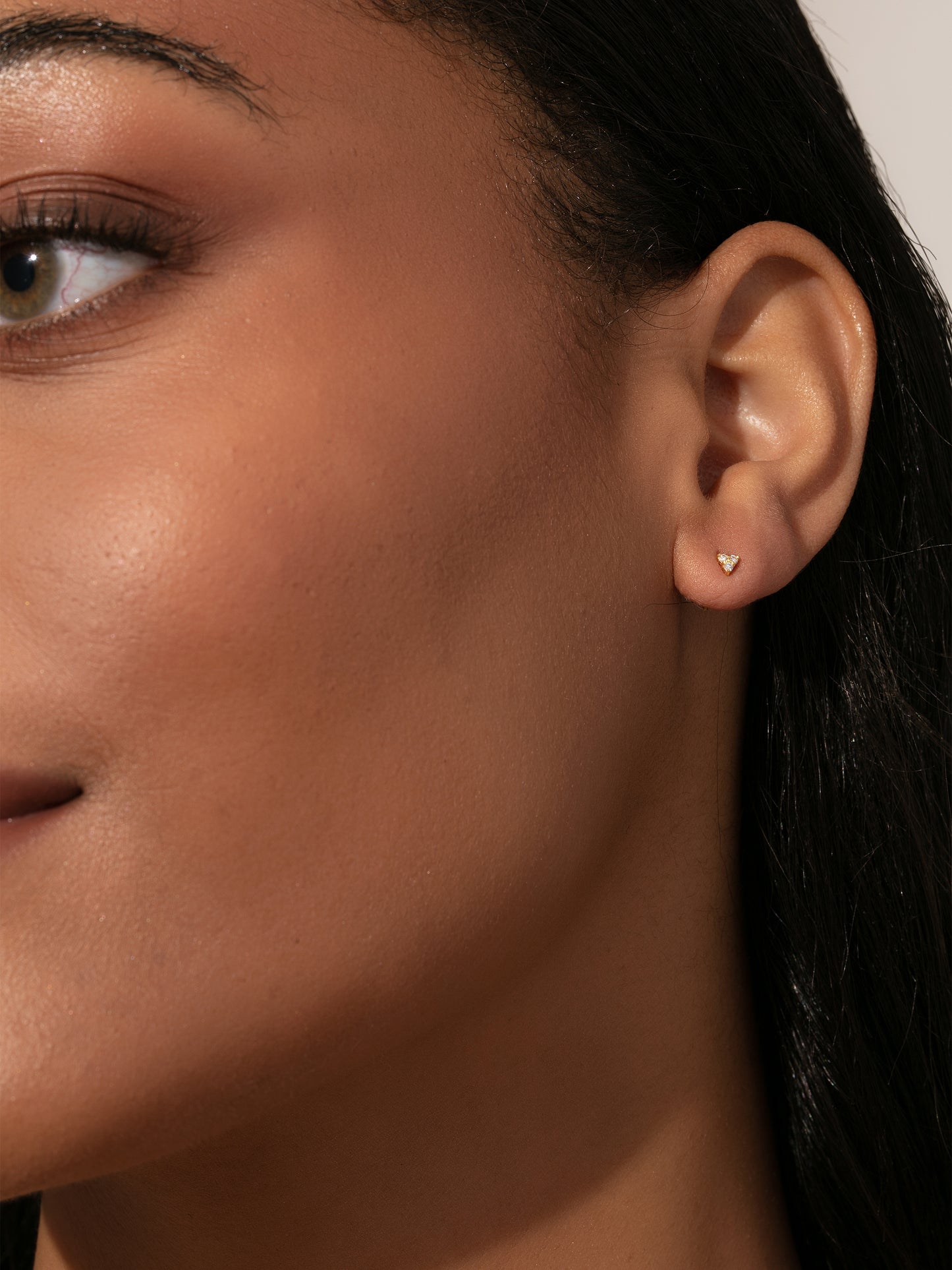 Triangle Diamond Vermeil Stud Earrings | Gold Vermeil | Model Image | Uncommon James