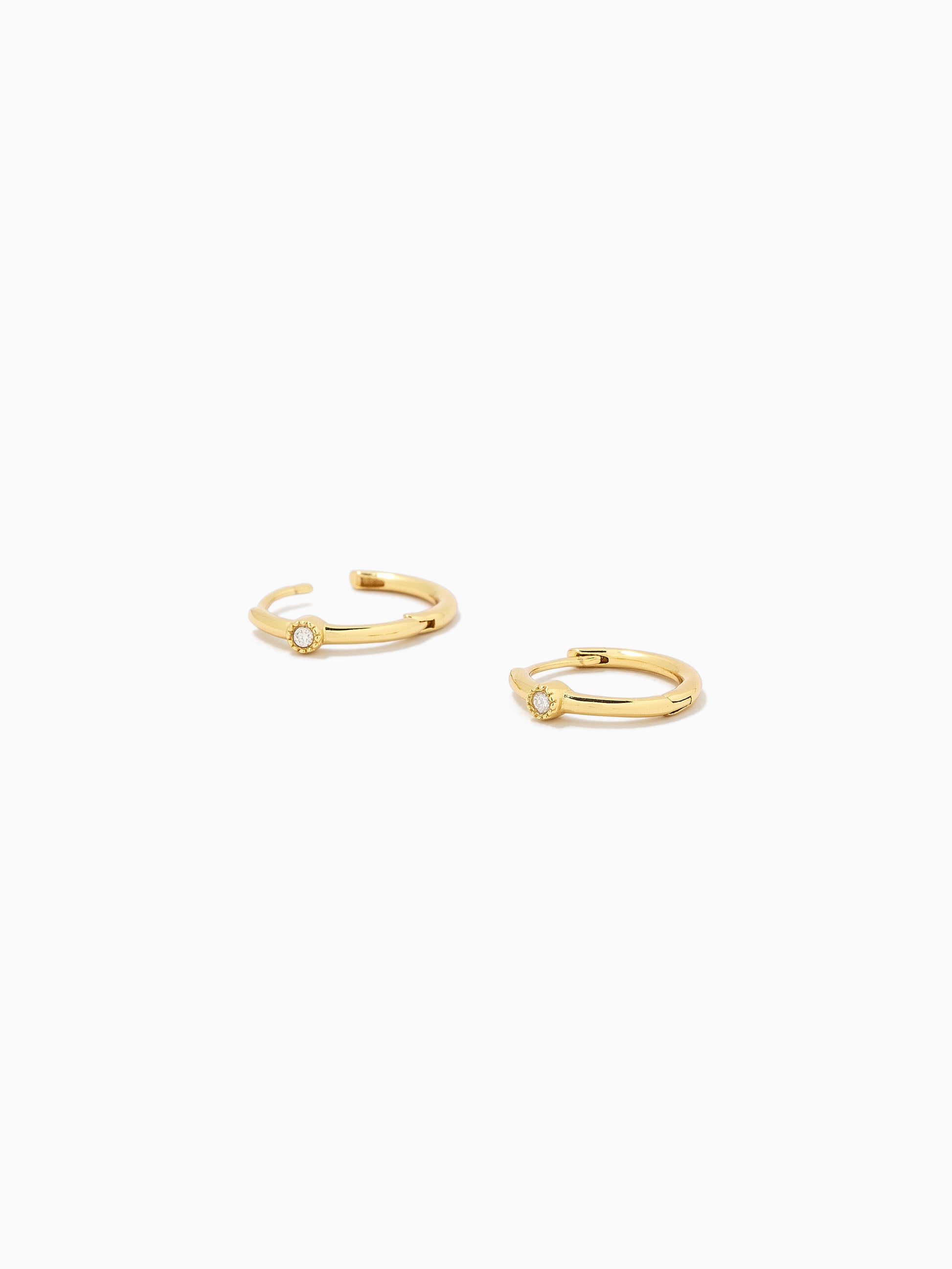 Solo Diamond Vermeil Huggies | Gold Vermeil | Product Detail Image 2 | Uncommon James