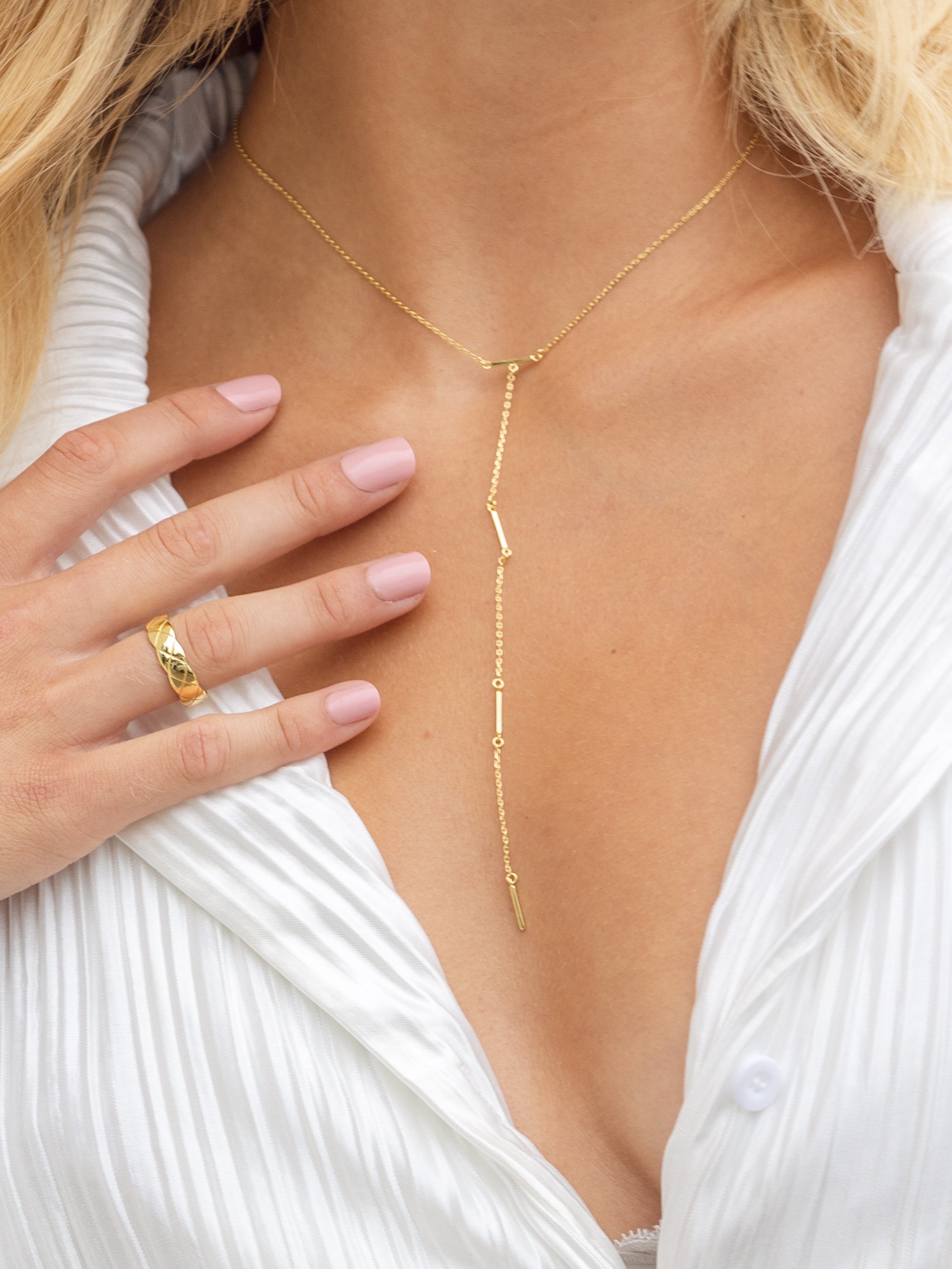 18k Gold on sale Lariat Necklace