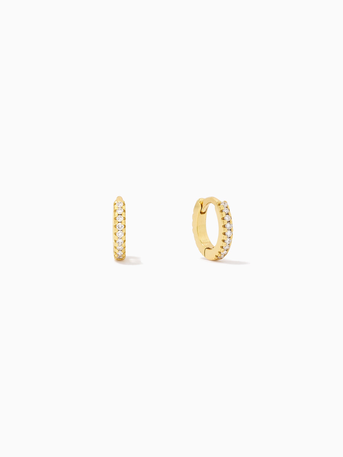 Hollywood Pavé Vermeil Huggies | Gold Vermeil | Product Detail Image | Uncommon James