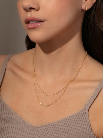 ["Layered Chain Vermeil Necklace ", " Gold Vermeil ", " Model Image ", " Uncommon James"]