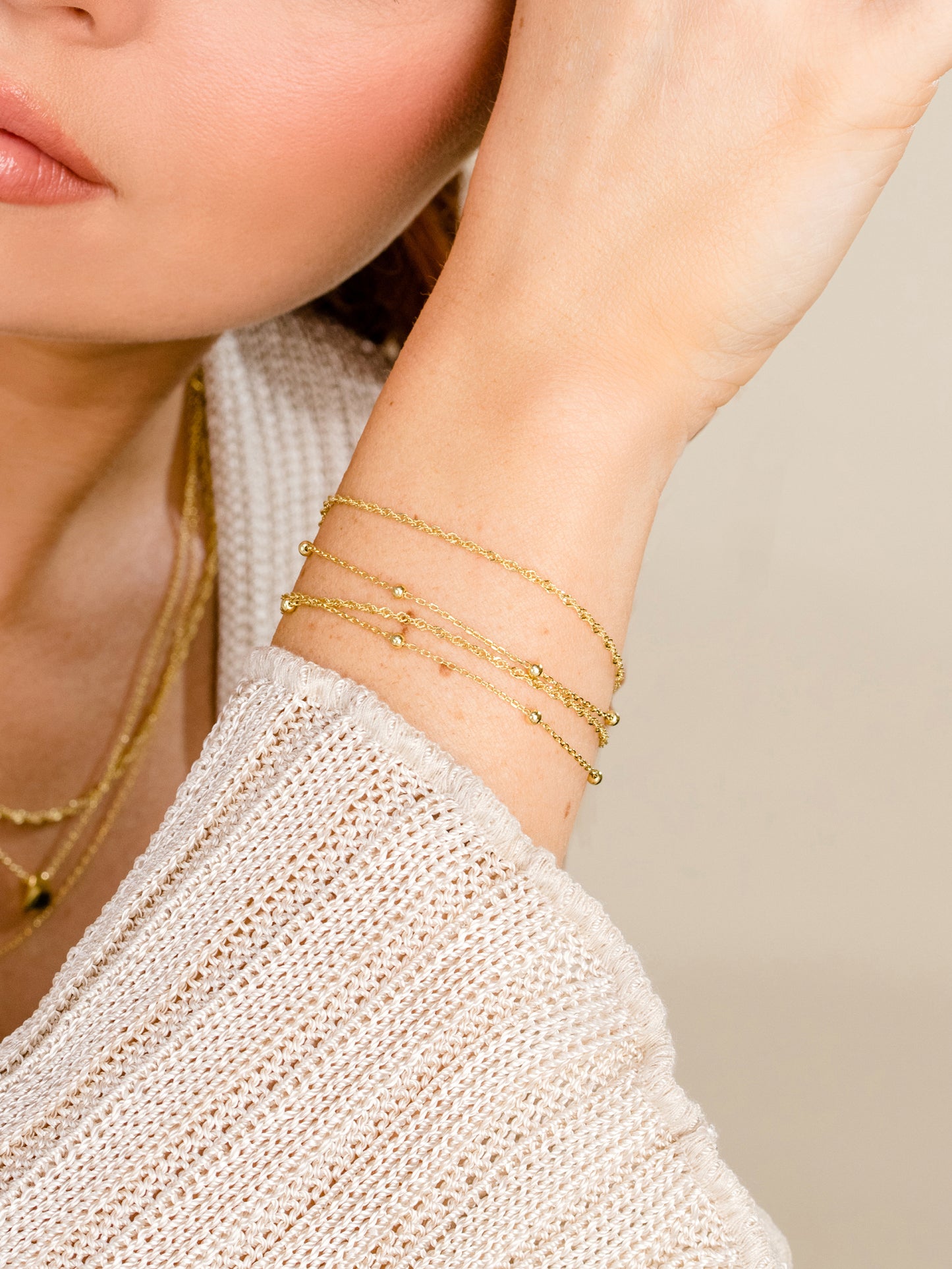 Double Chain Vermeil Bracelet Set | Gold Vermeil | Campaign Image | Uncommon James