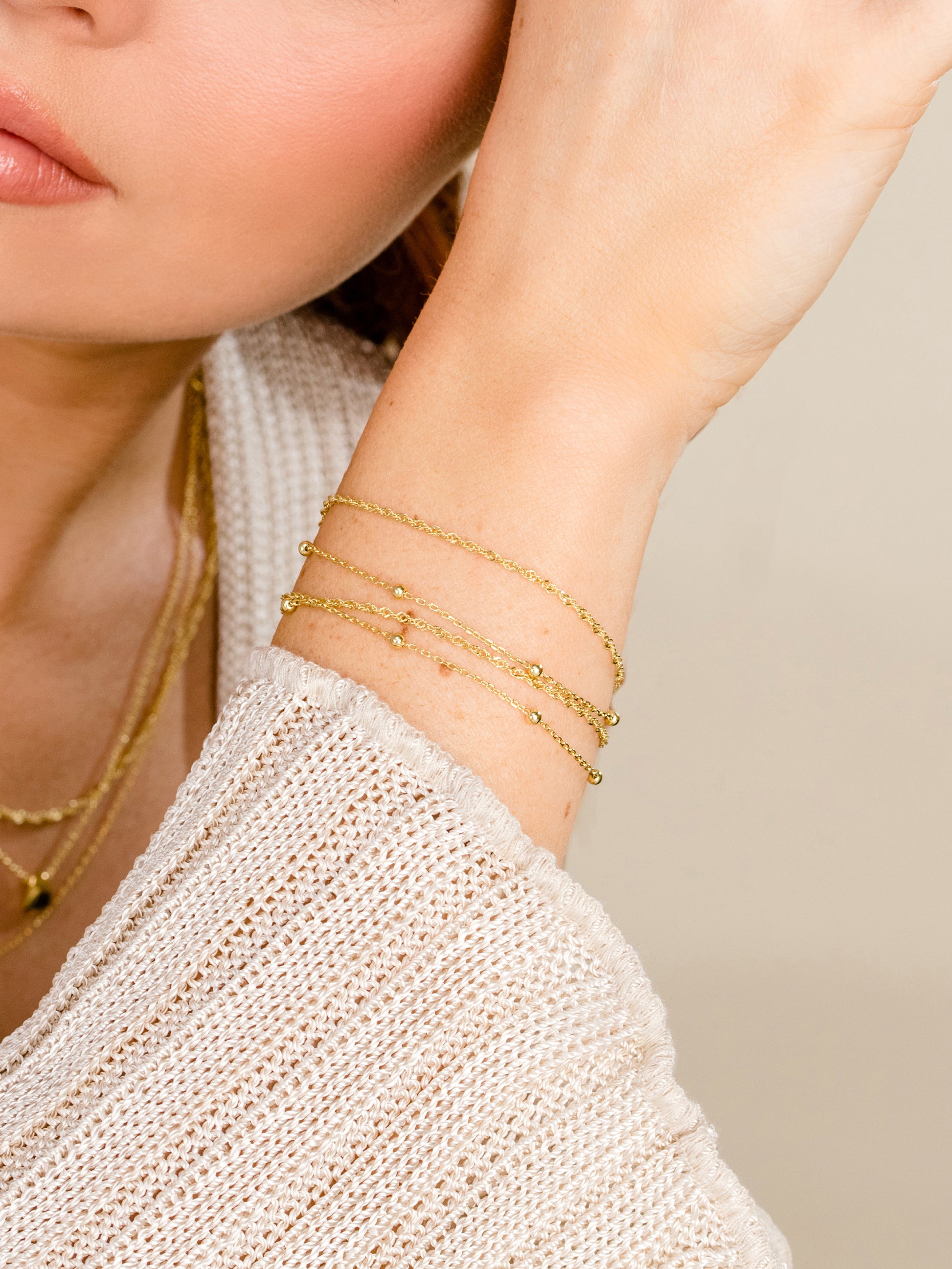 Double Chain Vermeil Bracelet Set | Gold Vermeil | Campaign Image | Uncommon James