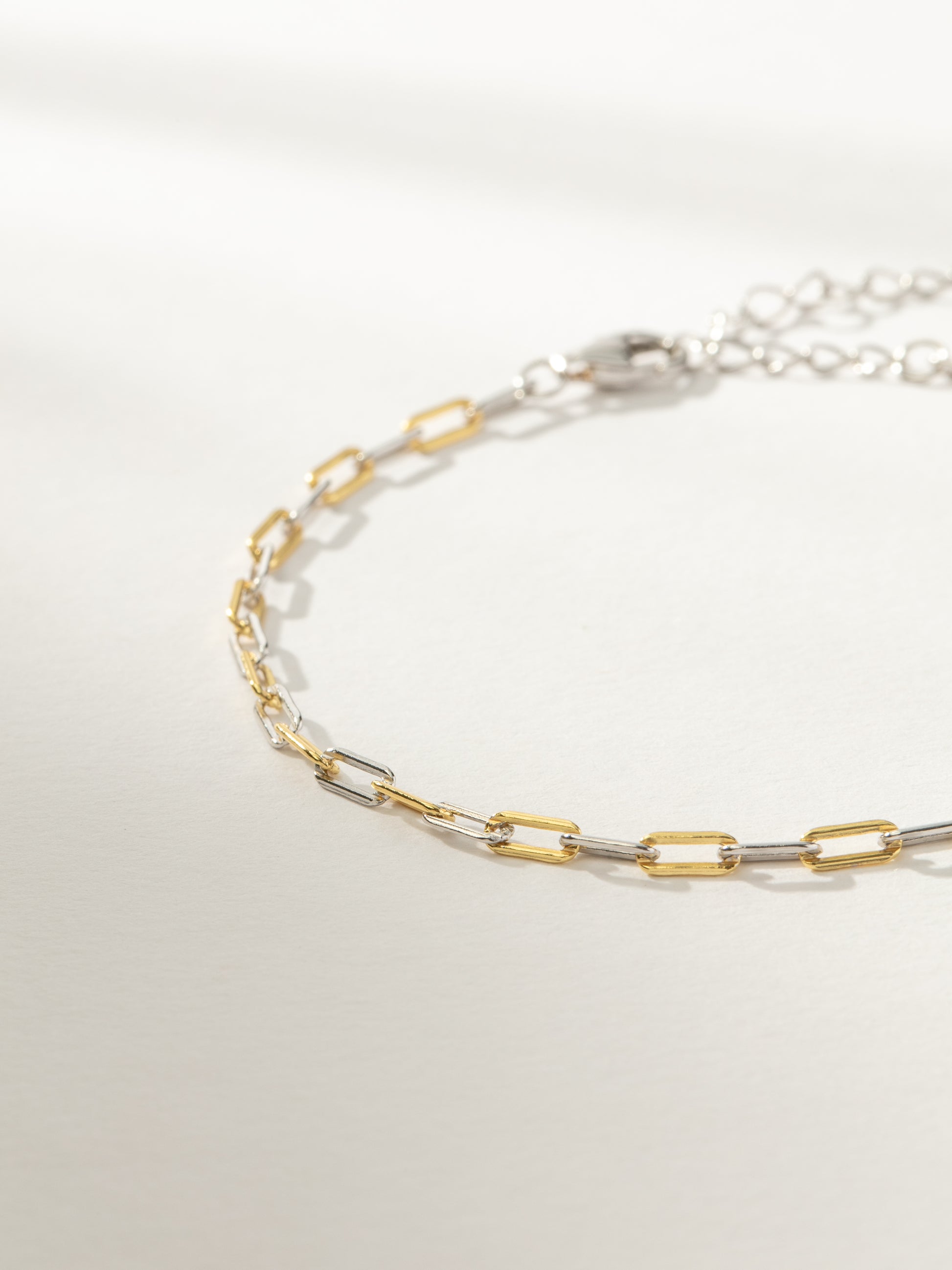 Mixed Dainty Paperclip Chain Bracelet | Mixed Metal | Product Detail Image | Uncommon James