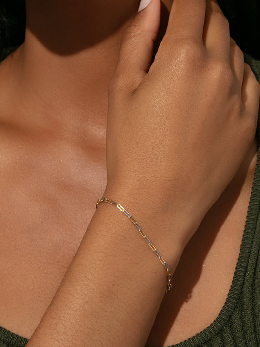 Mixed Dainty Paperclip Chain Bracelet | Mixed Metal | Product Image | Uncommon James