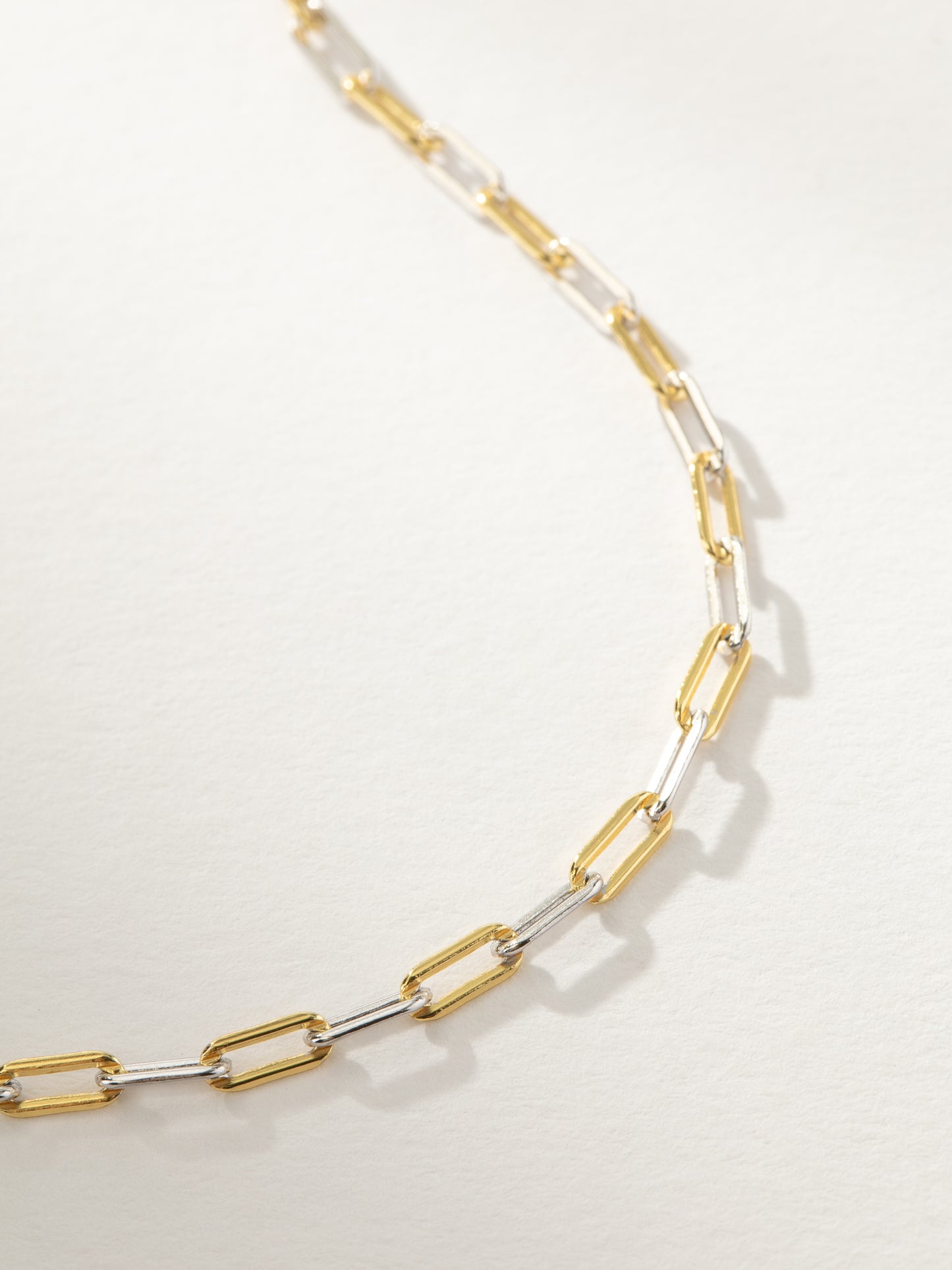 Mixed Dainty Paperclip Chain Necklace | Mixed Metal | Product Detail Image | Uncommon James