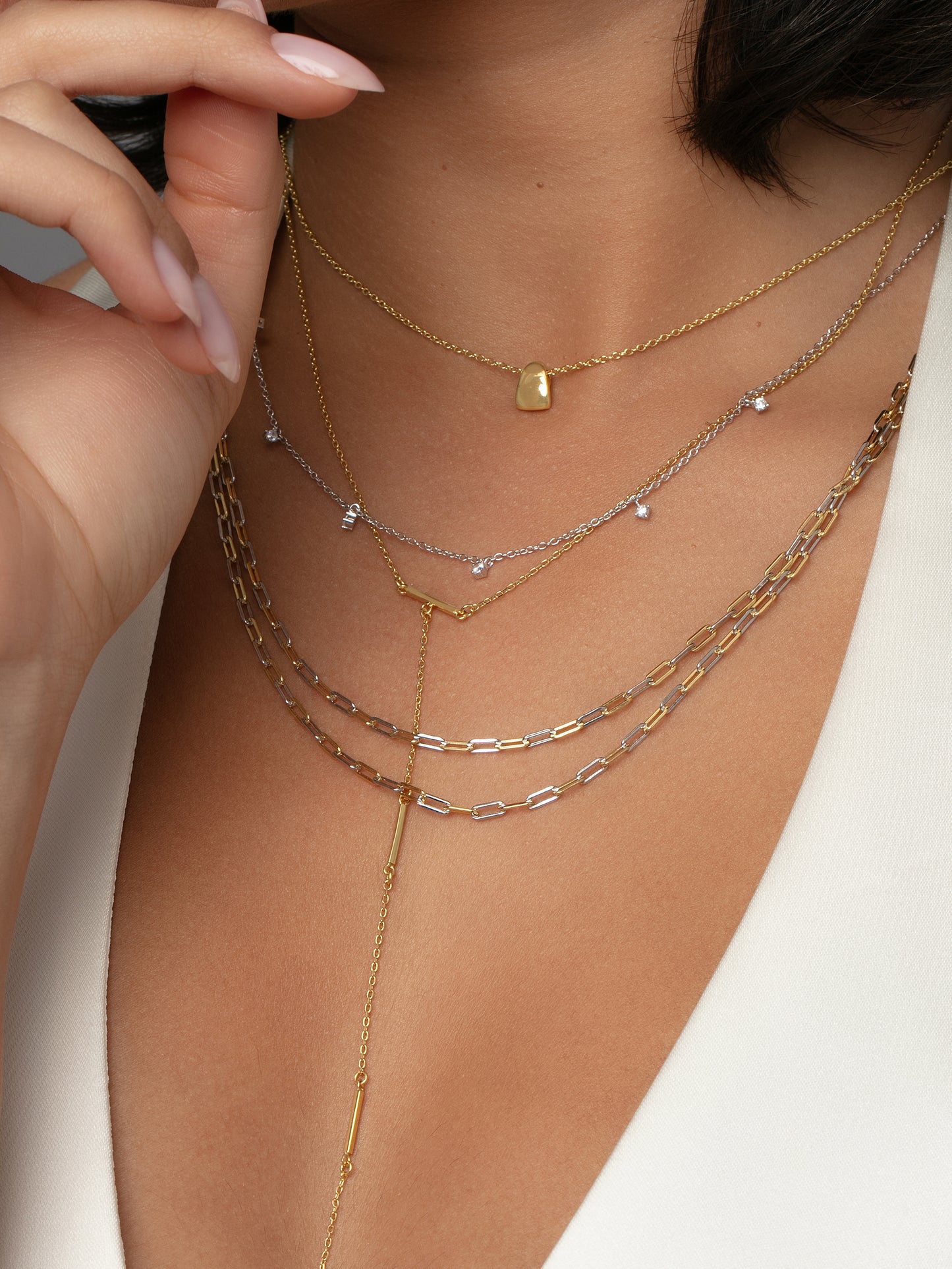 Mixed Dainty Paperclip Chain Necklace | Mixed Metal | Lifestyle Image | Uncommon James