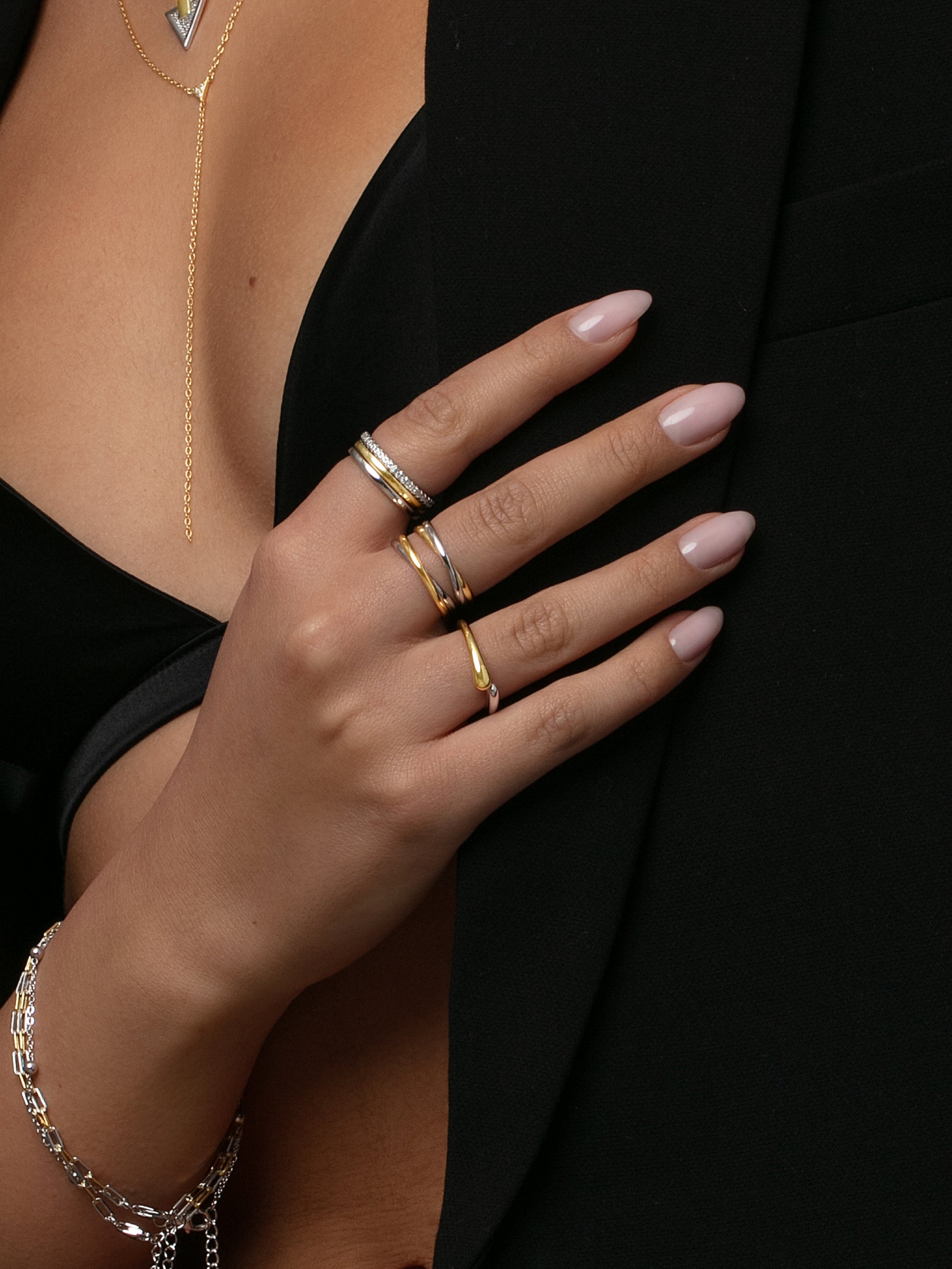 Crossed Mixed Ring - Main Image