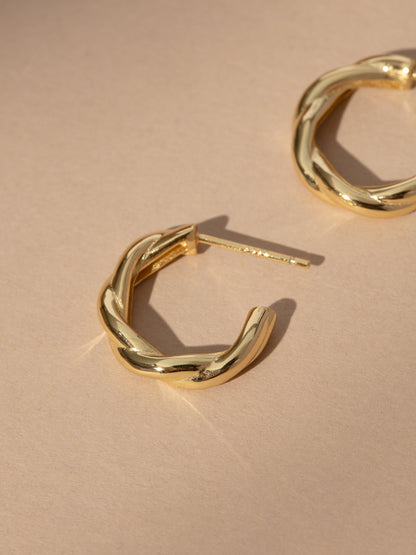 ["Vermeil Twisted Hoop Earrings ", " Gold Vermeil ", " Product Image ", " Uncommon James"]