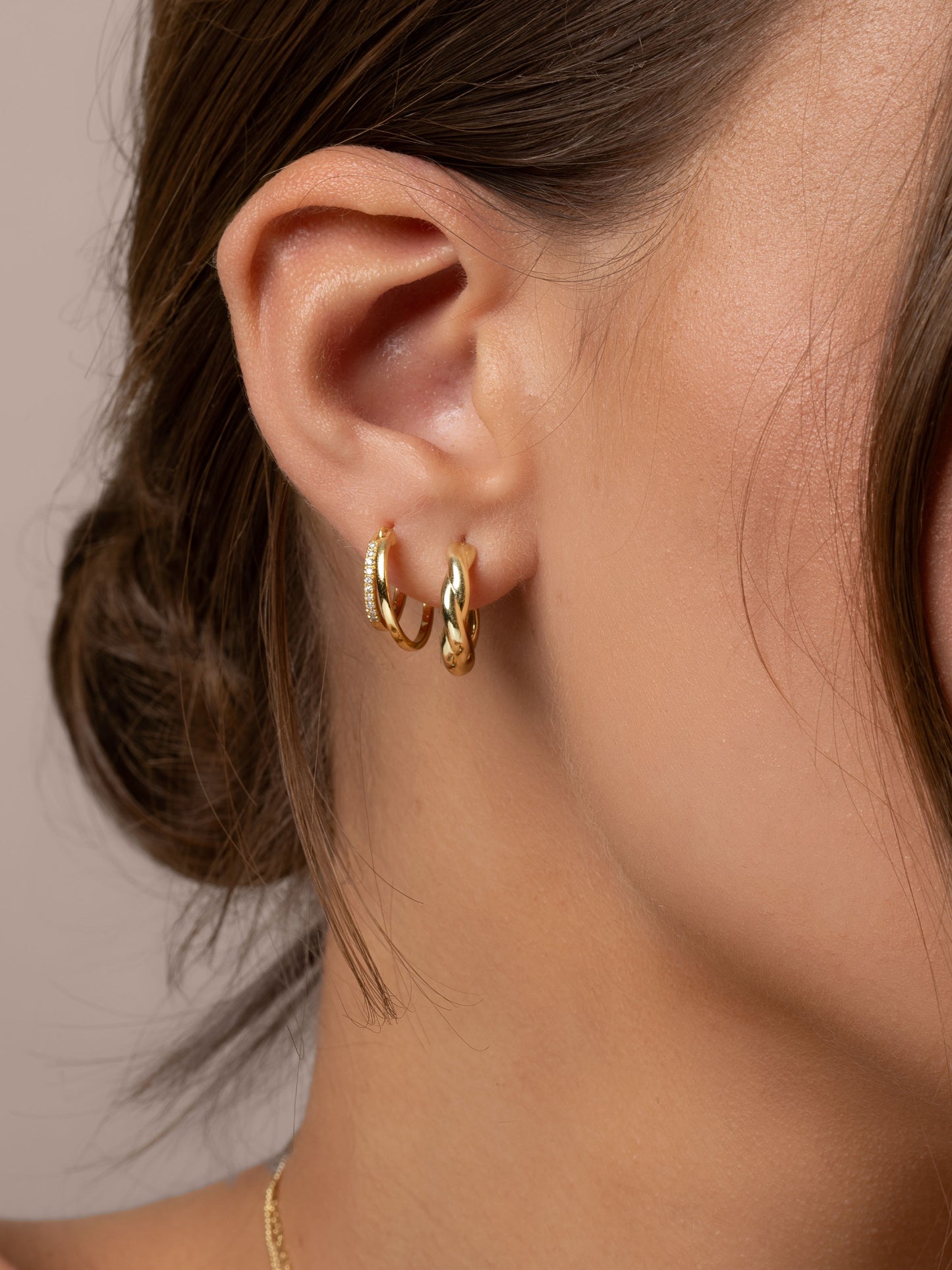 Vermeil Twisted Hoop Earrings | Gold Vermeil | Campaign Image | Uncommon James