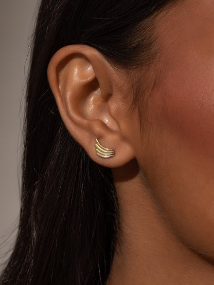 ["Vermeil Wing Stud Earrings ", " Gold Vermeil ", " Model Image ", " Uncommon James"]