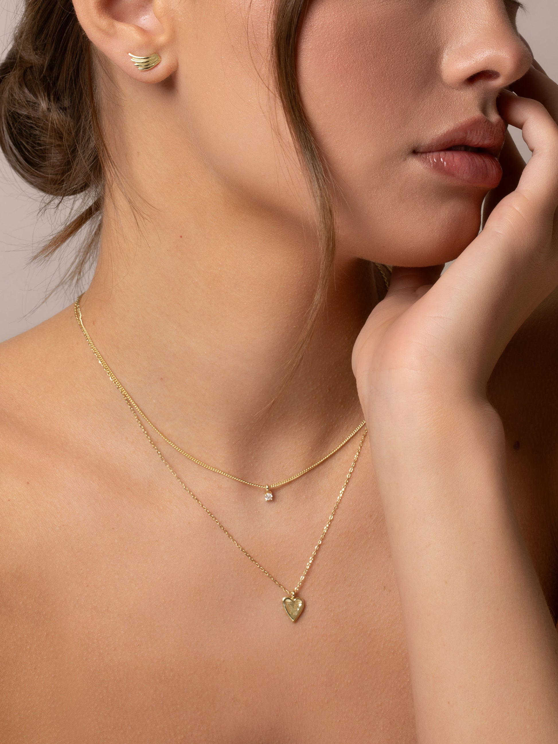 Vermeil Golden Heart Necklace | Gold Vermeil | Model Image | Uncommon James