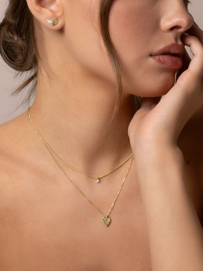 ["Vermeil Golden Heart Necklace ", " Gold Vermeil ", " Model Image ", " Uncommon James"]