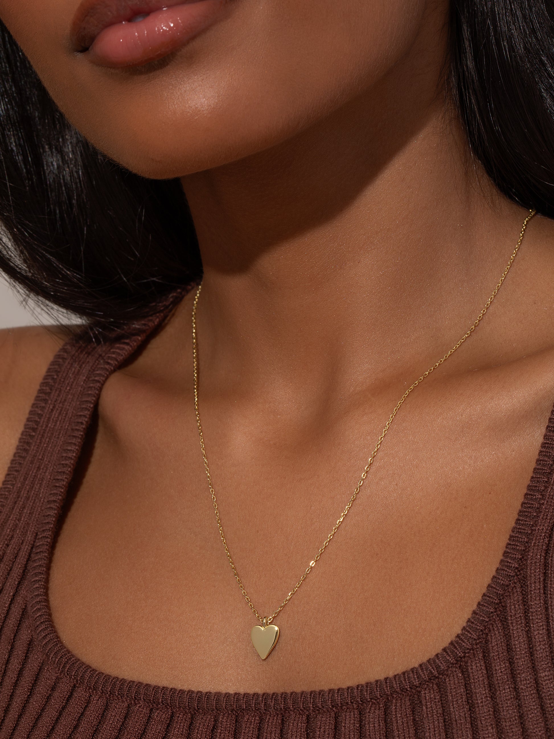 Vermeil Golden Heart Necklace | Gold Vermeil | Model Image | Uncommon James