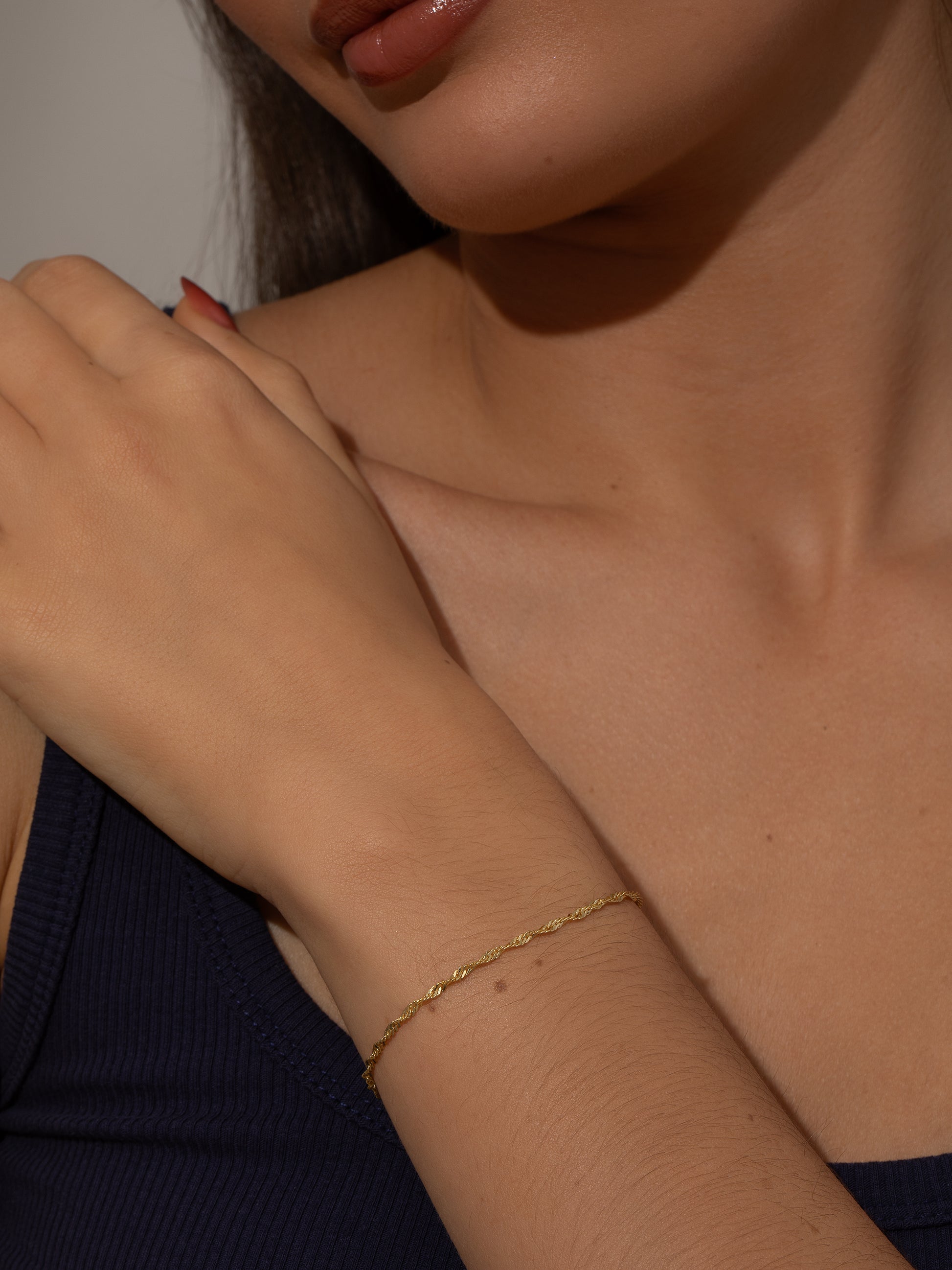 Vermeil Twisted Rope Chain Bracelet | Gold | Model Image | Uncommon James