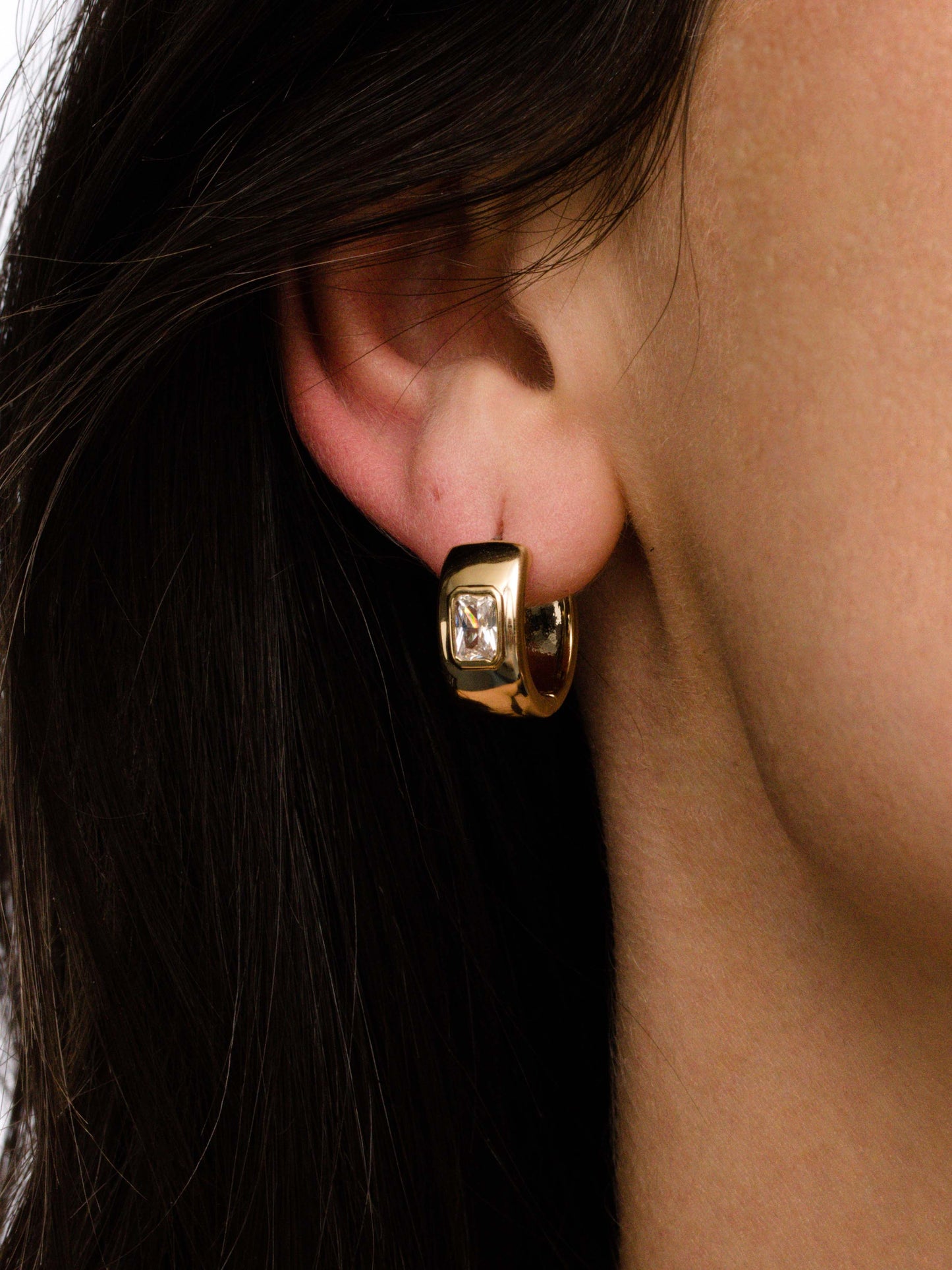 Chunky Birthstone Huggie Earrings | Gold | Group Image | Uncommon James