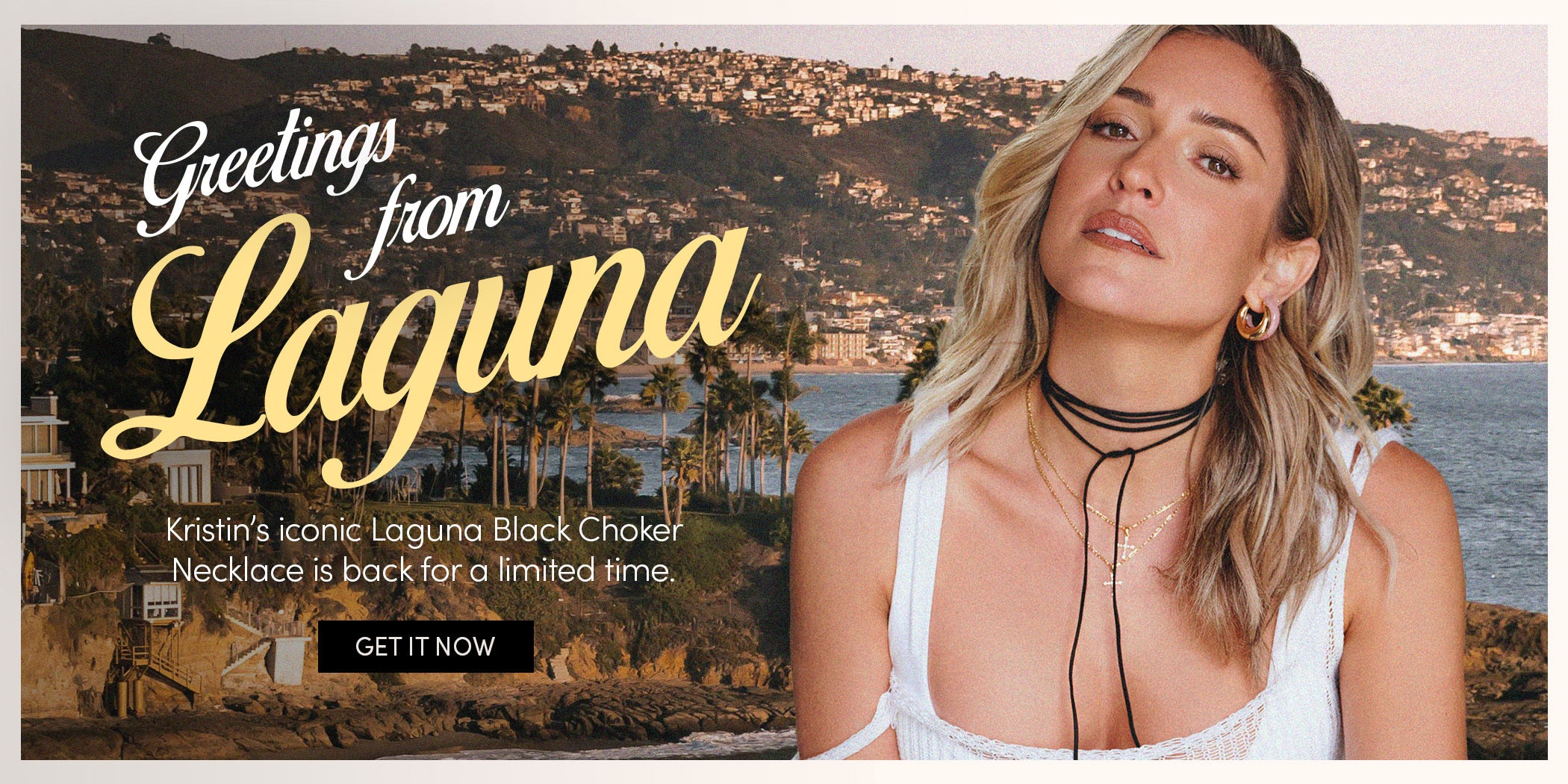 Greetings from Laguna - Kristin's iconic Laguna Black Choker Necklace is back for a limited time. GET IT NOW