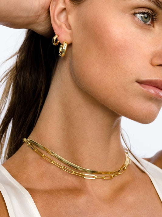 Off Duty Gold Necklace Stack