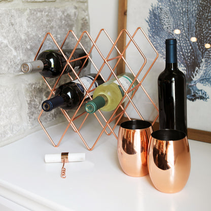 ["Copper Wine Rack ", " Lifestyle Image ", " Uncommon James Home"]