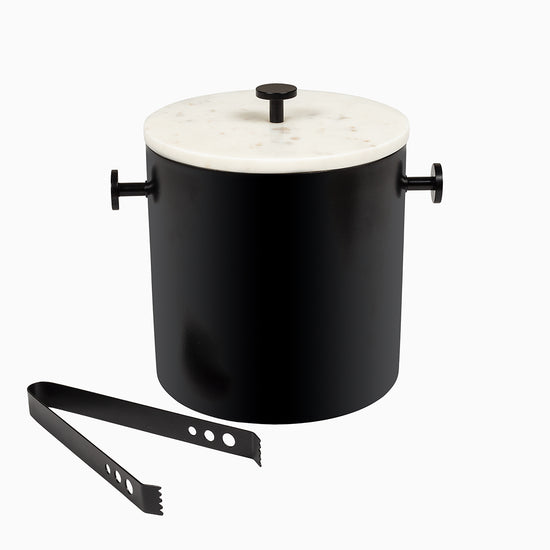 Black and Marble Ice Bucket with Tongs | Uncommon James Home