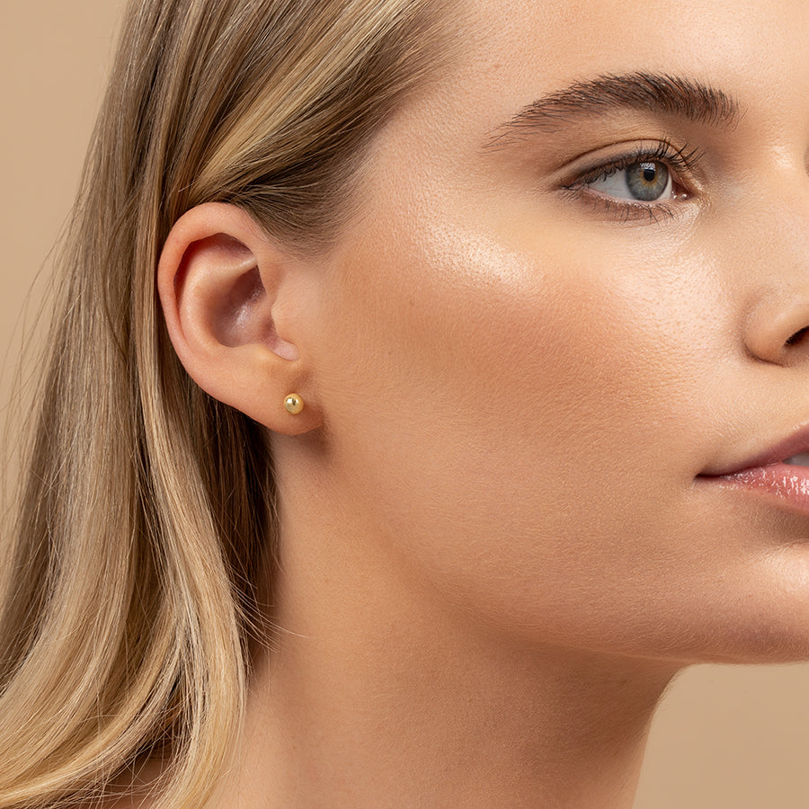 Ball Stud Earrings | Gold | Model Image | Uncommon James