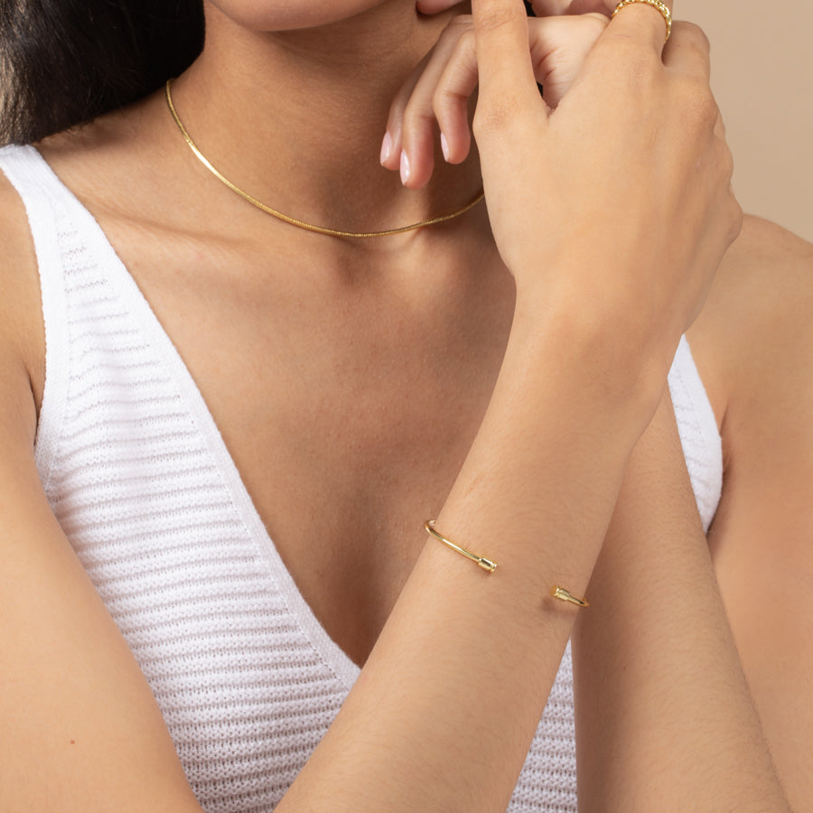 Off the Cuff Bracelet | Gold | Model Image | Uncommon James