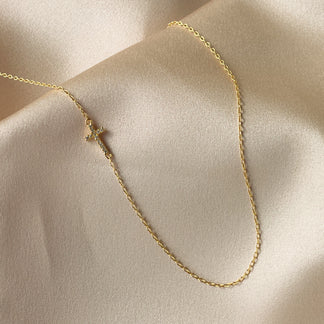 18k Gold Side Cross Vermeil Pavé Chain Necklace | Uncommon James