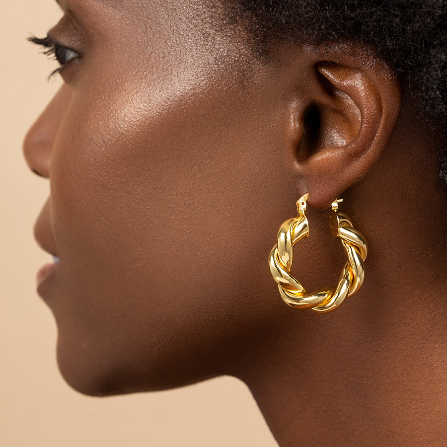 Roped Hoops | Gold | Model Image | Uncommon James