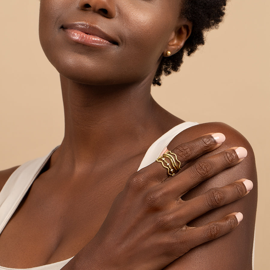 Vintage 5 Layered Ring Set in Gold Rings James