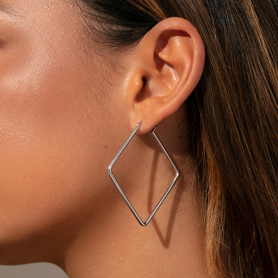 Girl Boss Earrings Medium | Sterling Silver | Model Image | Uncommon James