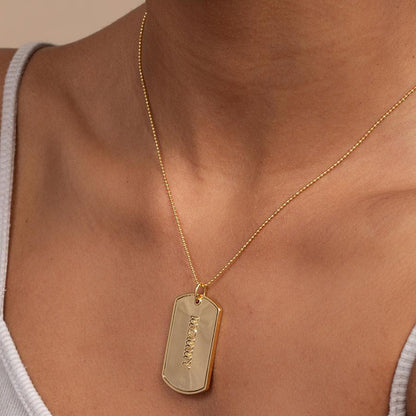 Mommy Tag Necklace | Gold | Model Image 2 | Uncommon James