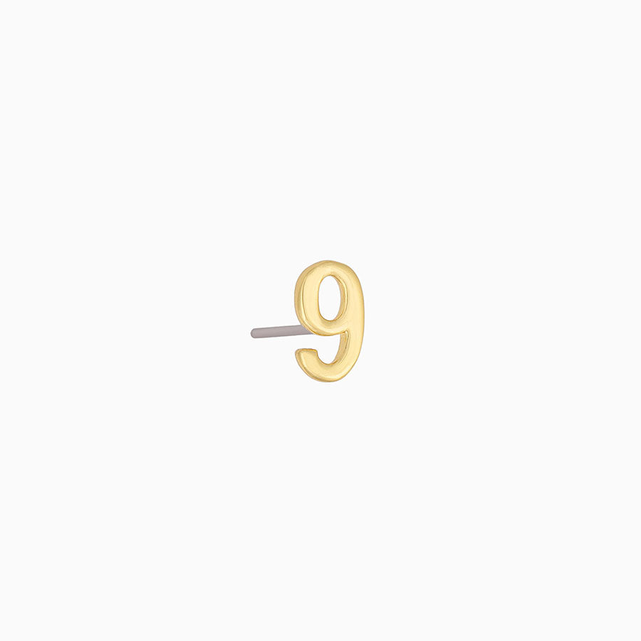 Number Nine Single Stud Earring | Gold | Product Image | Uncommon James