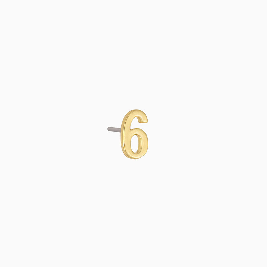 Number Six Single Stud Earring | Gold | Product Image | Uncommon James