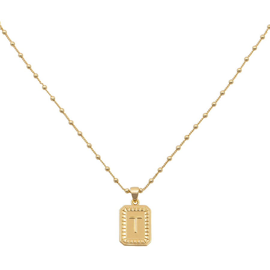 Gold Stainless Steel T-Bar Necklace | Lisa Angel